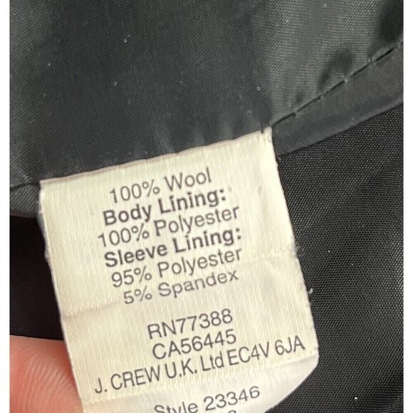 J Crew Black Blazer Super 120s Wool two button Jacket Lined pockets Size 0 - Picture 13 of 13